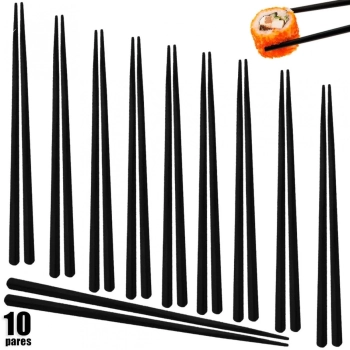 Kit com 10 Pares de Hashi para Comida Japonesa Preto