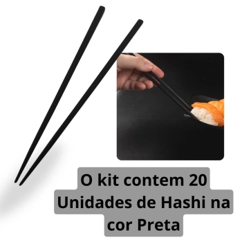 Kit com 20 Pares de Hashi para Comida Japonesa Preto