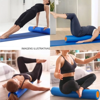 Kit Rolo para Exerccios Alongamento e Equilbrio 90cm + 2 Faixas Elsticas 1,20m Tenso Leve e Mdia