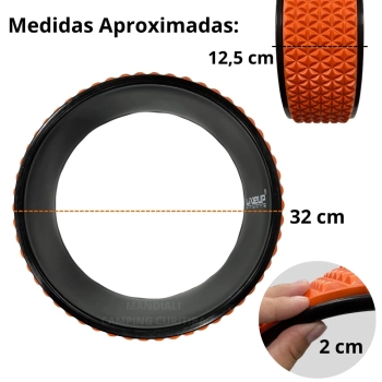 Roda Anel para Pilates e Ioga Texturizado 32 Cm Laranja e Preto Liveup Sports