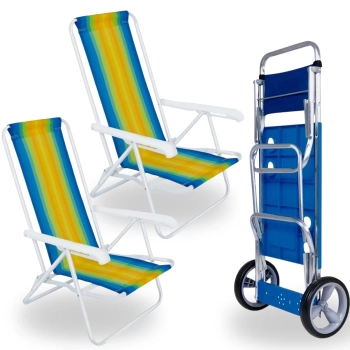 Kit Carrinho de Praia com Avano + 2 Cadeiras Ao 4 Posies