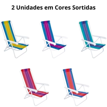 Kit Carrinho de Praia com Avano + 2 Cadeiras Ao 4 Posies