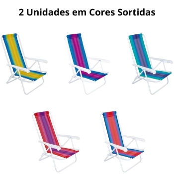 Kit Carrinho de Praia com Avano + 2 Cadeiras Ao 4 Posies