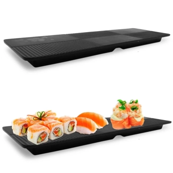 Kit 8 Pratos 33x11 Cm em Melamina / Plstico para Sushi 8 Unidades